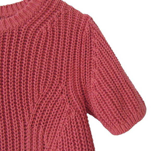 Banana Republic Garment Dyed Short Sleeve Sweater Small Red Clay Chunky Knit - Picture 5 of 9